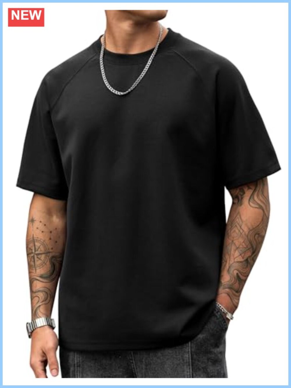 Men's Oversized Raglan T-Shirt Heavyweight Cotton 320 GSM Crewneck Drop Shoulder